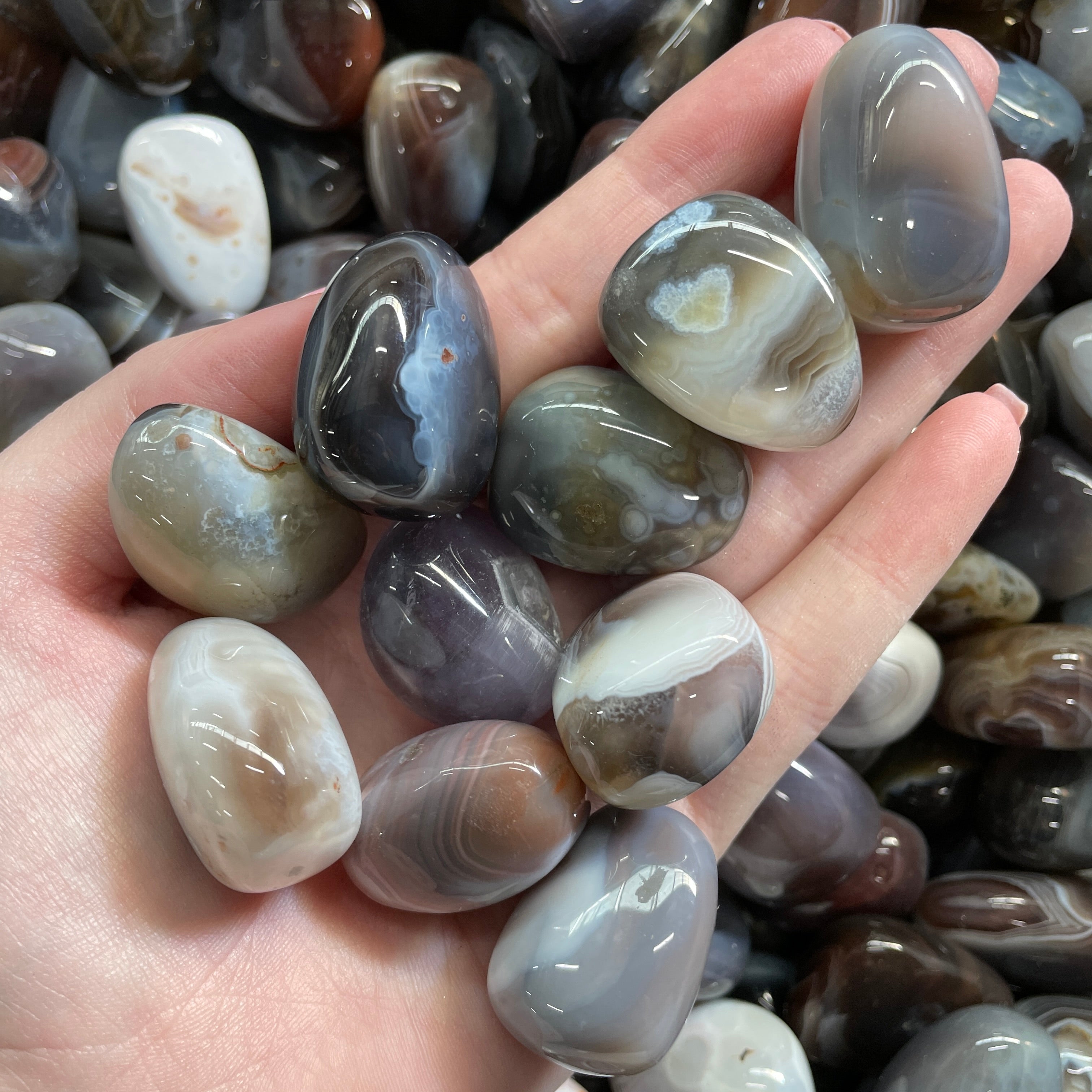 Botswana Agate - Tumbled - 1 KG Botswana Agate - Tumbled - 1 KG